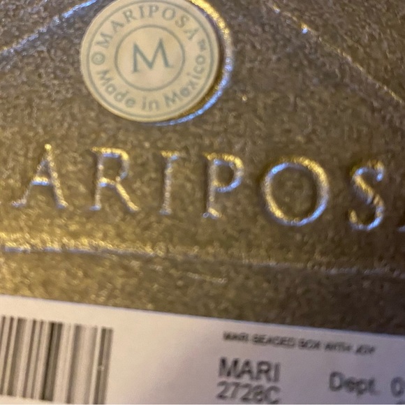 EUC Rare! Retired pieces Mariposa Silver beaded napkin box w/JOY napkin weight - Picture 16 of 16